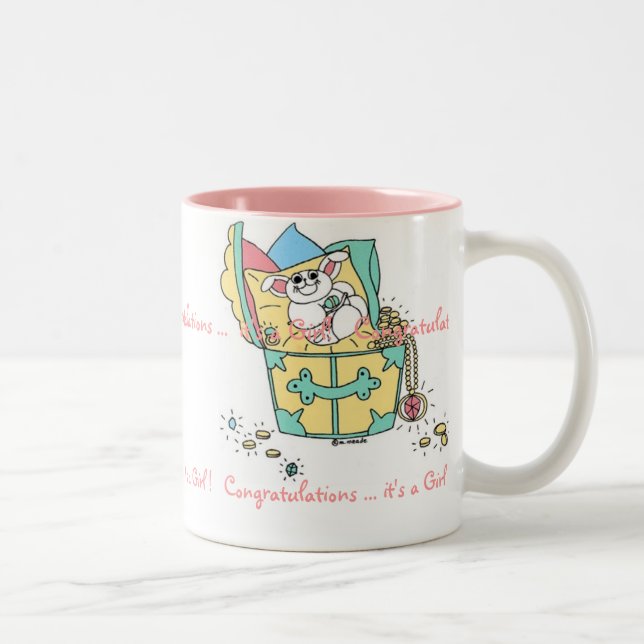 Caneca De Café Em Dois Tons Parabéns do BEBÊ (menina) (Direita)