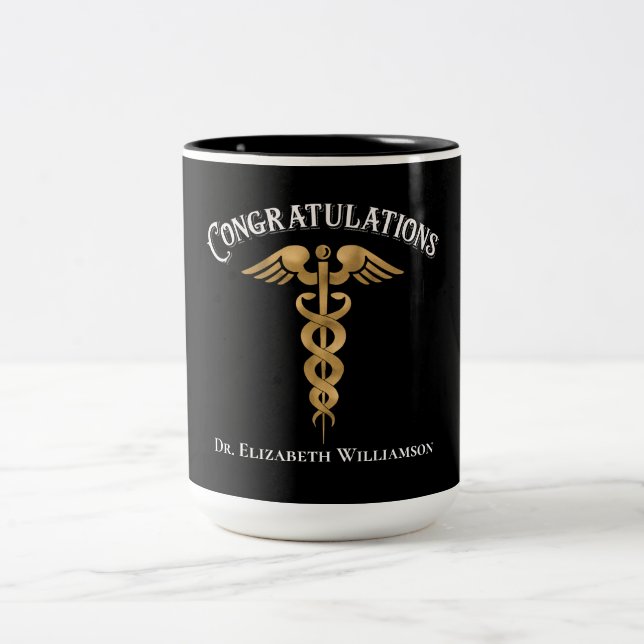 Caneca De Café Em Dois Tons Parabéns Formando Médico (Centro)