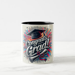 Caneca De Café Em Dois Tons Parabéns Formando Mug   Celebração de Graduação