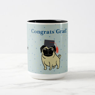 Caneca De Café Em Dois Tons Parabéns Graduado Pug