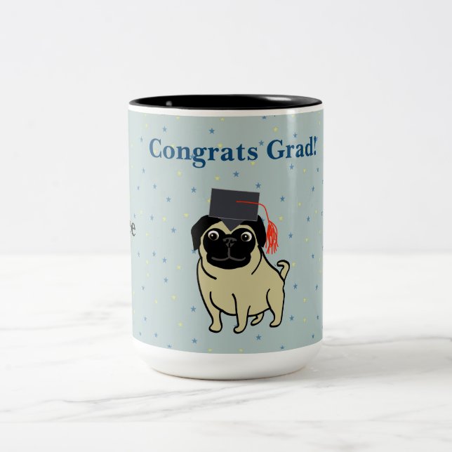 Caneca De Café Em Dois Tons Parabéns Graduado Pug (Centro)