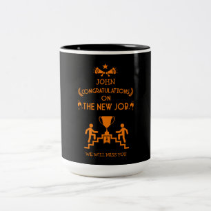 Caneca De Café Em Dois Tons Parabéns No Novo Trabalho