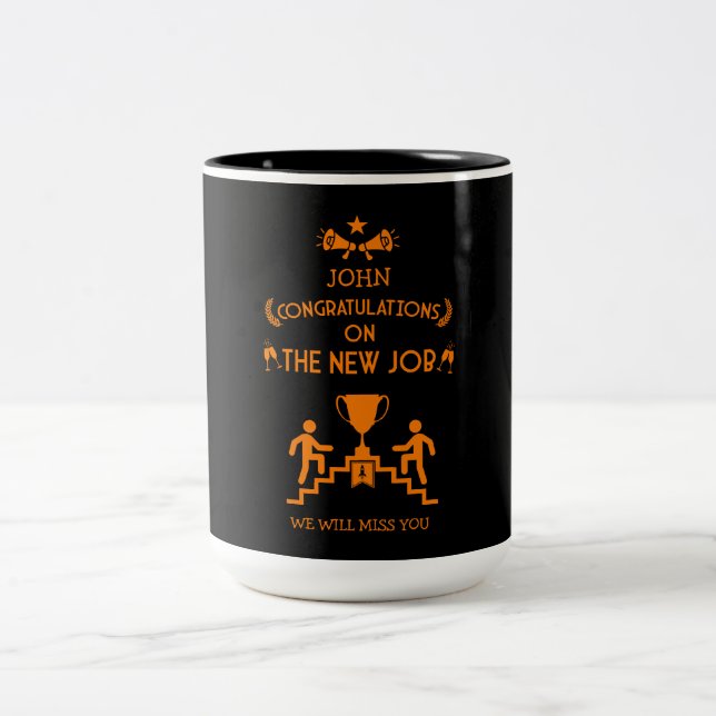 Caneca De Café Em Dois Tons Parabéns No Novo Trabalho (Centro)