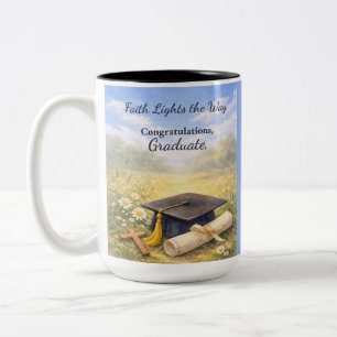 Caneca De Café Em Dois Tons Parabéns pela Formatura Bênçãos Religiosas