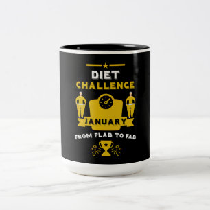 Caneca De Café Em Dois Tons Parabéns pela perda de peso em Janeiro