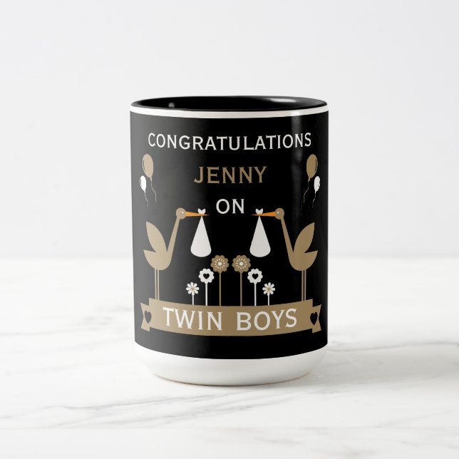 Caneca De Café Em Dois Tons Parabéns Que Falam Na Entrega De Gêmeos (Centro)