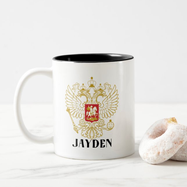 Caneca De Café Em Dois Tons Parada Familiar (Com Donut)