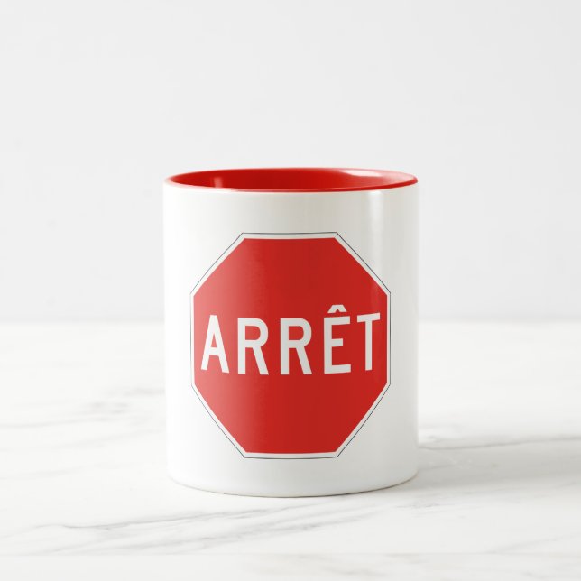 Caneca De Café Em Dois Tons Parada, Quebeque, sinal de tráfego, Canadá (Centro)