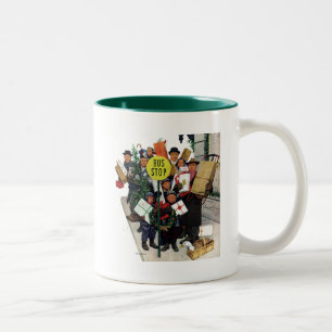 Caneca De Café Em Dois Tons Paragem do autocarro no Natal
