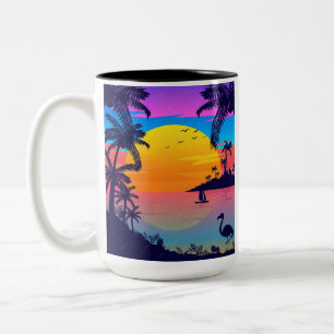 Caneca De Café Em Dois Tons Paraíso do Pôr do Sol Tropical