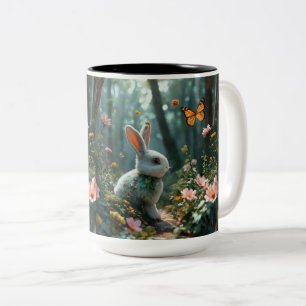 Caneca De Café Em Dois Tons "Paraíso Sangrento de Bunny: Uma aventura Floresta