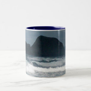 Caneca De Café Em Dois Tons Paraíso Tropical do Oceano Costeiro do Havaí