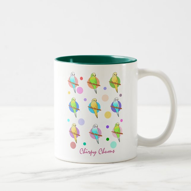 Caneca De Café Em Dois Tons Parakeets & teste padrão de bolinhas (Direita)