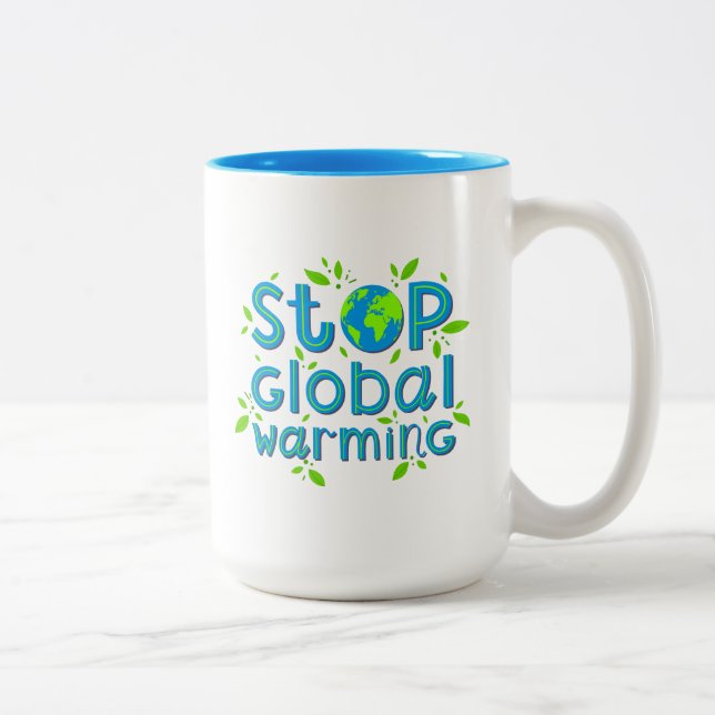 Caneca De Café Em Dois Tons Parar o aquecimento global (Direita)