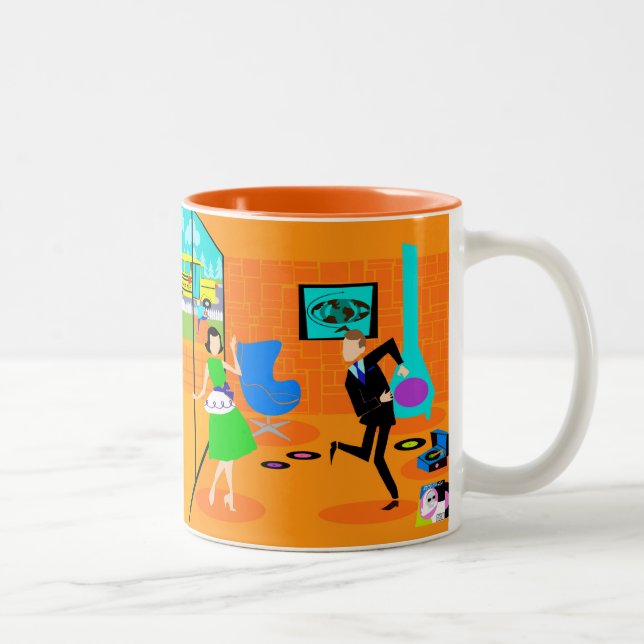 Caneca De Café Em Dois Tons Parceiro Retro Feliz (Direita)
