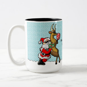 Caneca De Café Em Dois Tons Parceiros Pickleball Papais noeis e Reindeer Sleig