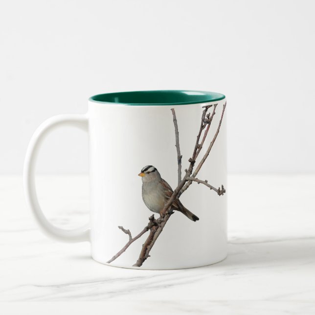 Caneca De Café Em Dois Tons Pardal em uma caneca do ramo (Esquerda)