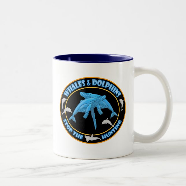 Caneca De Café Em Dois Tons Pare a Caça às Baleias (Direita)