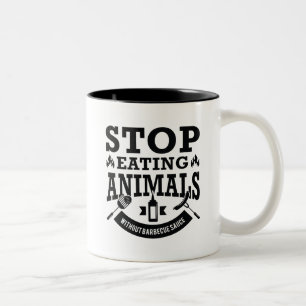 Caneca De Café Em Dois Tons Pare de Comer Animais