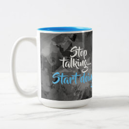 Caneca De Café Em Dois Tons Pare de falar Comece a fazer inspiração motivacion