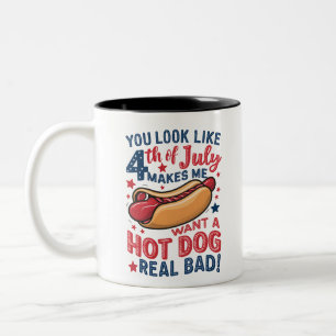 Caneca De Café Em Dois Tons Parece Que 4 De Julho Me Faz Querer Um Cachorro Qu