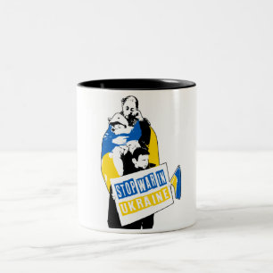 Caneca De Café Em Dois Tons Parem A Guerra Na Ucrânia - Mug De Café De Duas To