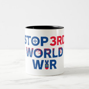 Caneca De Café Em Dois Tons Parem com a Guerra Mundial. Faça um mundo de liber