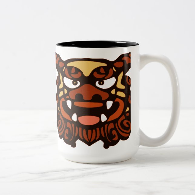 Caneca De Café Em Dois Tons Pares vermelhos de Shisa (Direita)