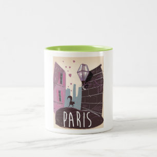 Caneca De Café Em Dois Tons Paris, França viagens vintage.