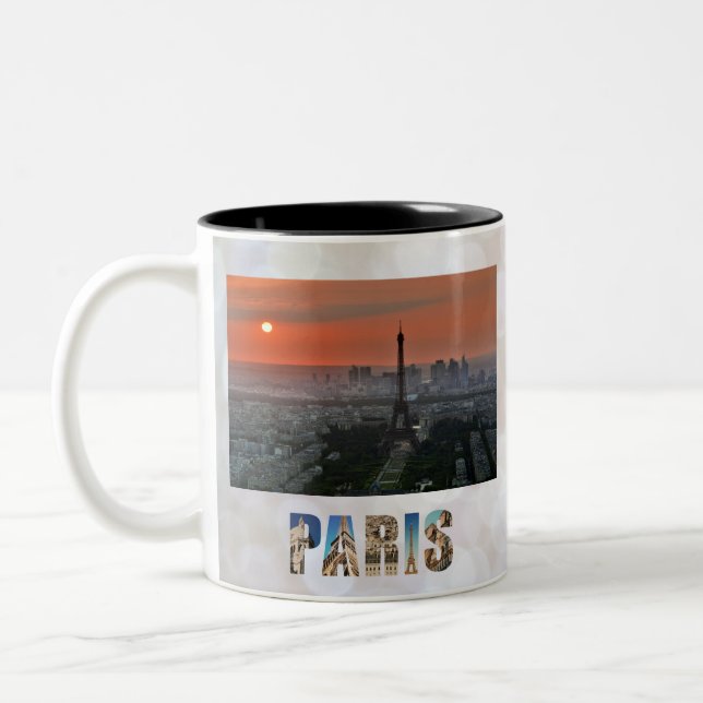 Caneca De Café Em Dois Tons Paris Sunset Eiffel Tower France Foto: França (Esquerda)