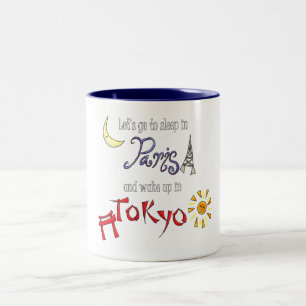 Caneca De Café Em Dois Tons Paris Tokyo