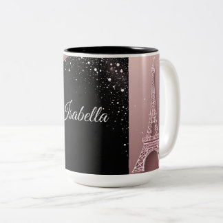 Caneca De Café Em Dois Tons Parisian Night Vintage Blush Pink Glitter Luxury 