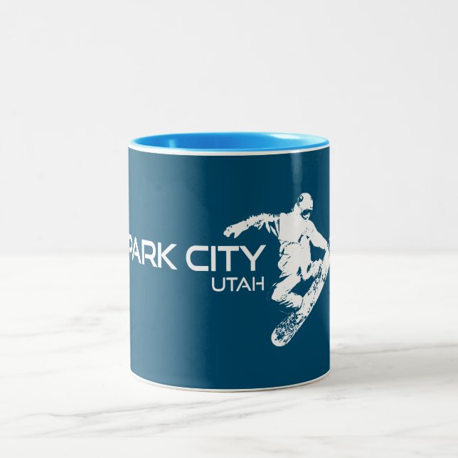 Caneca De Café Em Dois Tons Park City Utah Snowboarder (Centro)