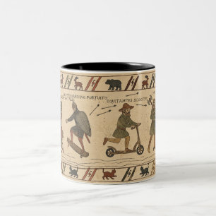 Caneca De Café Em Dois Tons Paródia da Tapeçaria de Bayeux