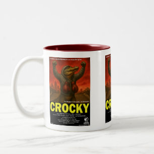 Caneca De Café Em Dois Tons Paródia de Filme Clássico Crocky