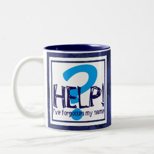 Caneca De Café Em Dois Tons Paródia do Monograma Azul