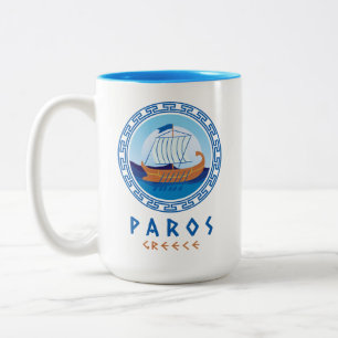 Caneca De Café Em Dois Tons Paros, Design de navio grego Grécia