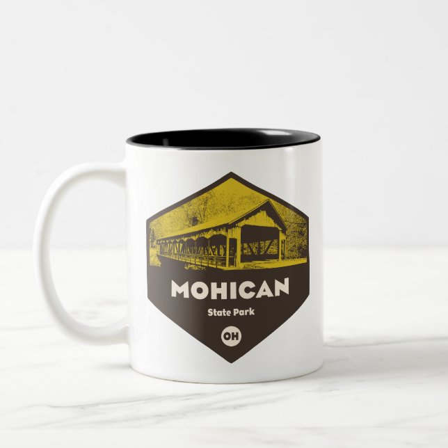 Caneca De Café Em Dois Tons Parque Estadual Mohican Ohio (Esquerda)