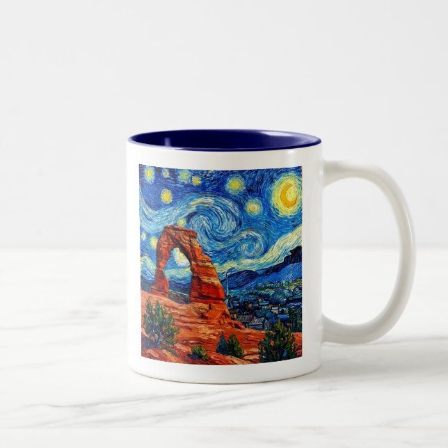 Caneca De Café Em Dois Tons Parque Nacional Arches Noite Estrelada (Direita)