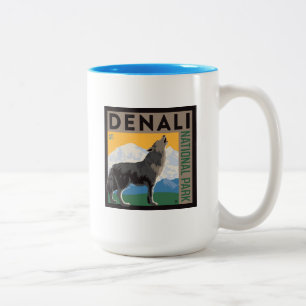 Caneca De Café Em Dois Tons Parque Nacional Denali   Lobo Howling