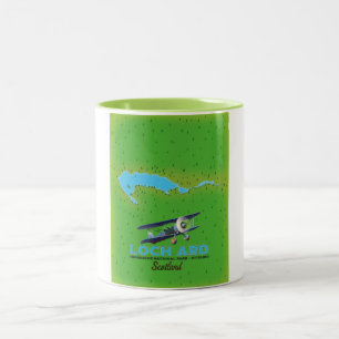 Caneca De Café Em Dois Tons Parque Nacional Loch Ard Trossachs, mapa de Stirli