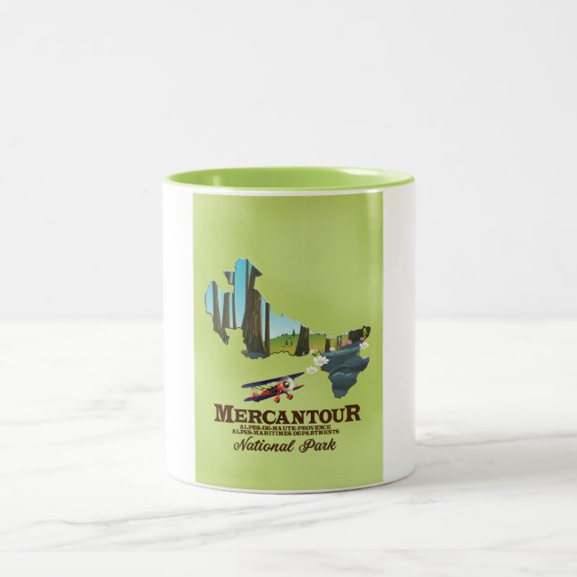 Caneca De Café Em Dois Tons parque nacional mercantour França mapa de pôster d (Centro)
