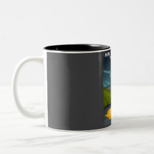 Caneca De Café Em Dois Tons Parque Nacional New River Gorge na Noite de Vintag