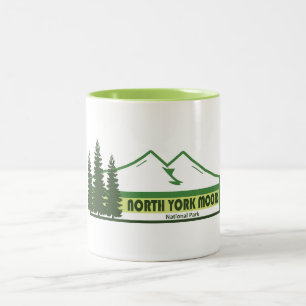 Caneca De Café Em Dois Tons Parque Nacional North York Moors Faixas Verdes