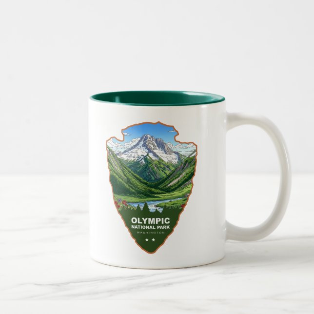 Caneca De Café Em Dois Tons Parque Nacional Olympic Washington Arrowhead (Direita)