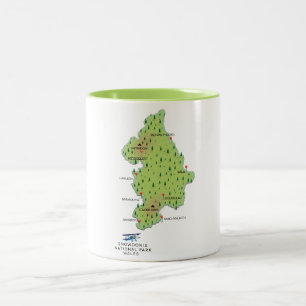 Caneca De Café Em Dois Tons parque nacional Snowdonia, mapa de Gales