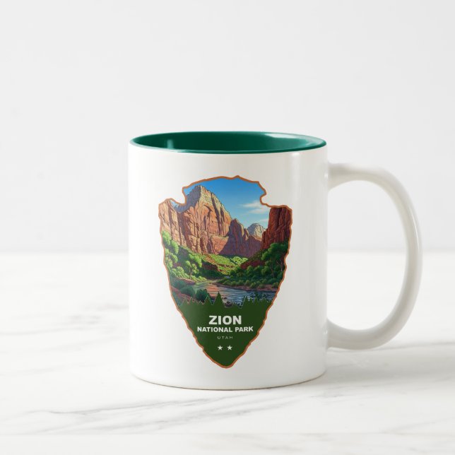 Caneca De Café Em Dois Tons Parque Nacional Zion Utah Arrowhead (Direita)
