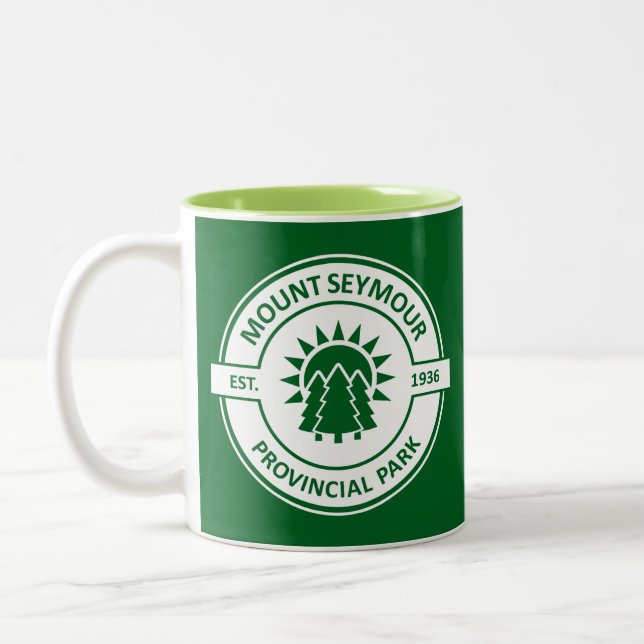 Caneca De Café Em Dois Tons Parque Provincial Mount Seymour Árvores ao Sol (Esquerda)