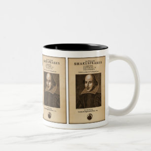 Caneca De Café Em Dois Tons Parte dianteira ao primeiro fólio de Shakespeare