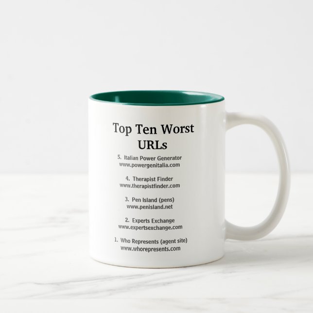 Caneca De Café Em Dois Tons Parte superior dez URLs o mais mau (Direita)
